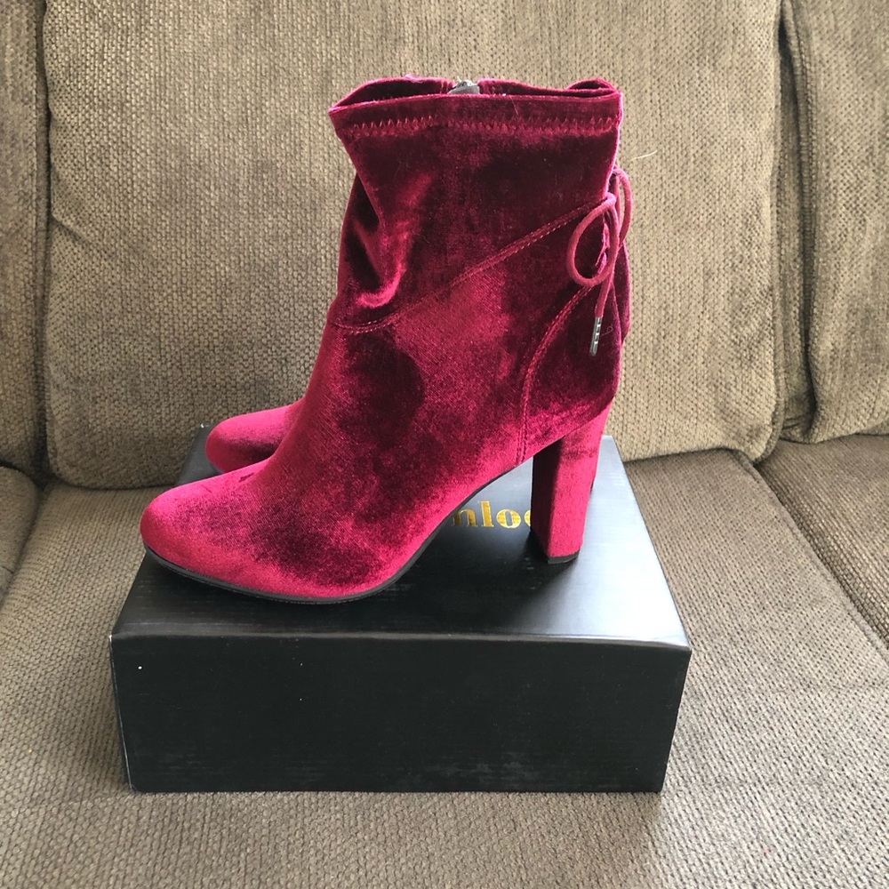 Burgundy Velvet Booties